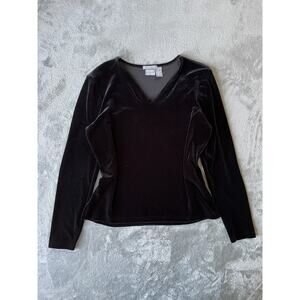 Vintage 90s Y2K Old Navy Black Velvet Top Small Stretchy Whimsigoth Cyber Rave